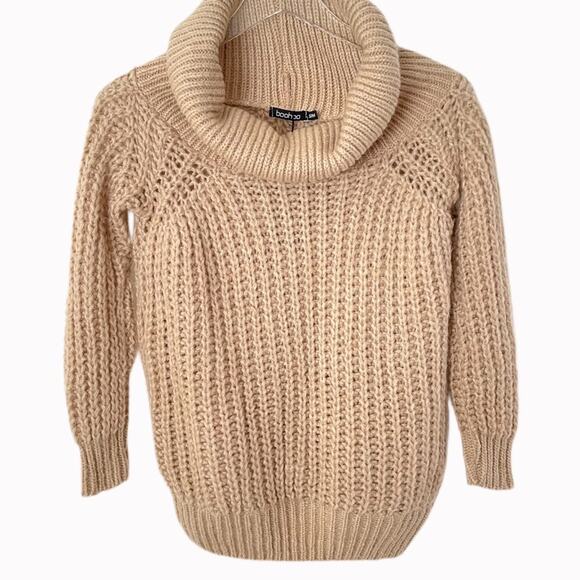 NWT Boohoo Tiffanie Soft Knit Marl Bardot Jumper Sz S/M - Picture 1 of 6